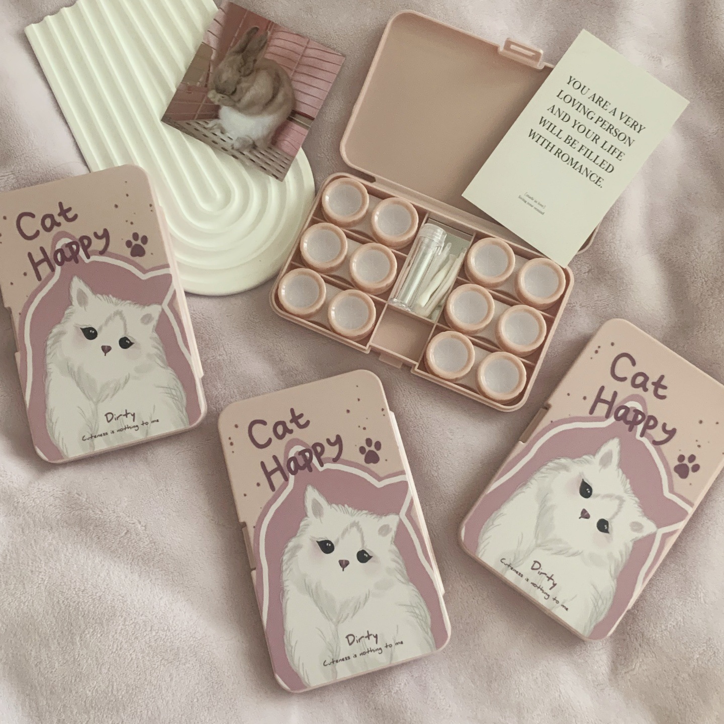 Cat Happy Coloured Contact Lens Case