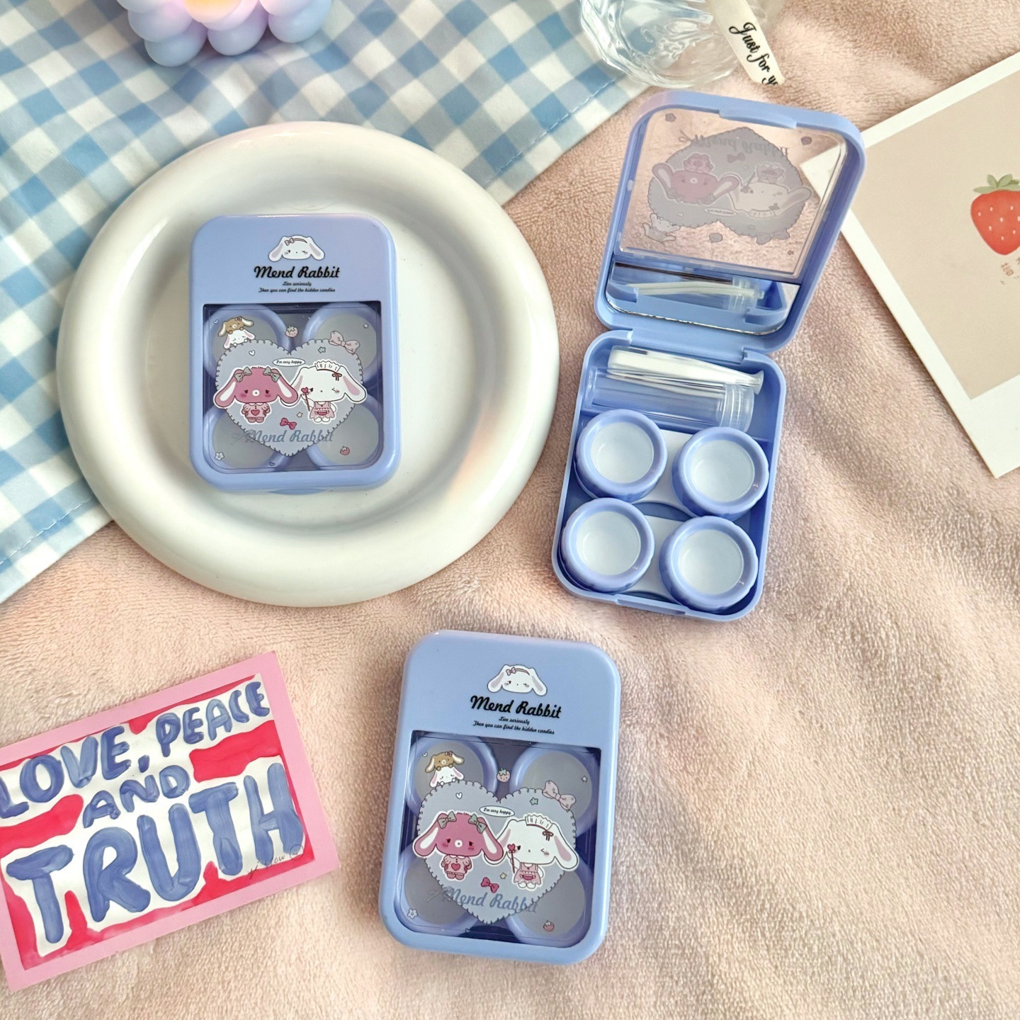 Heartful Mend Rabbit Coloured Contact Lens Case