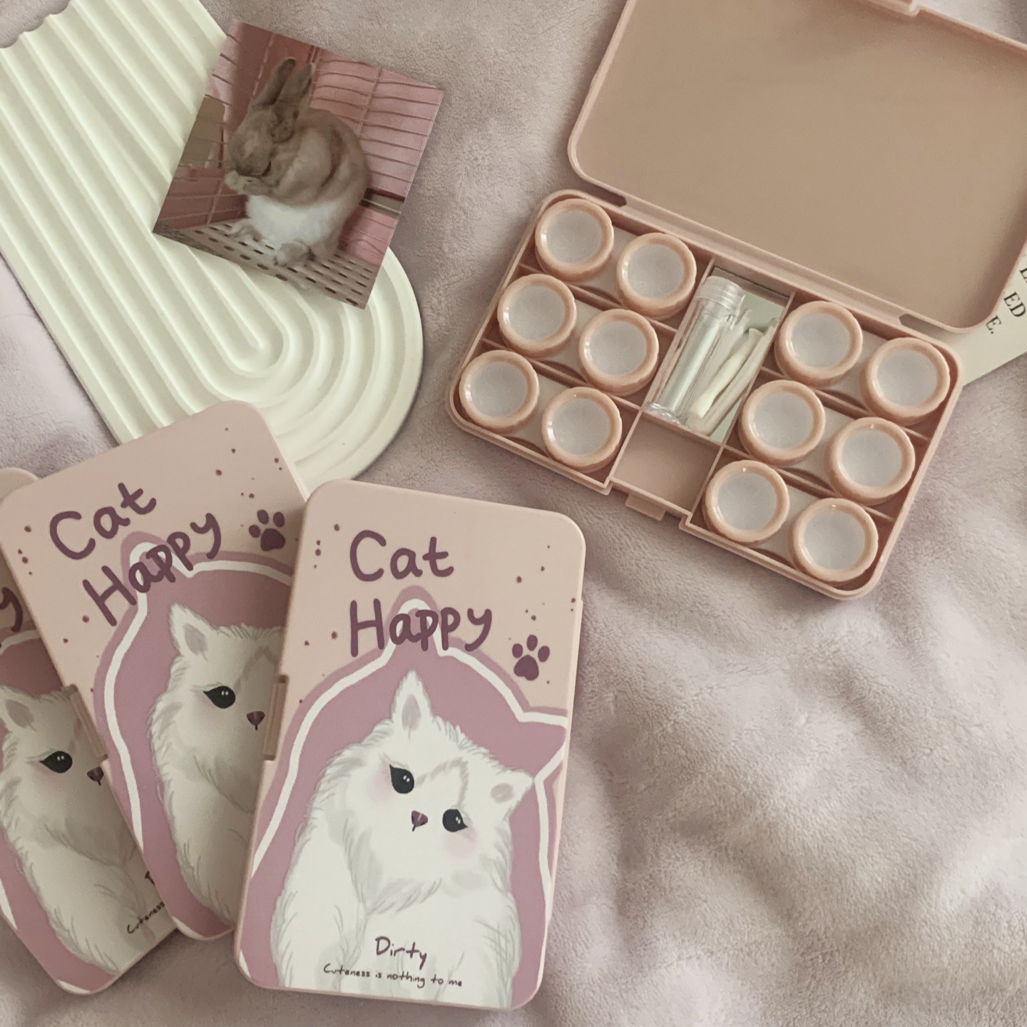 Cat Happy Coloured Contact Lens Case
