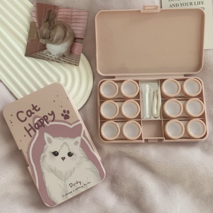 Cat Happy Coloured Contact Lens Case