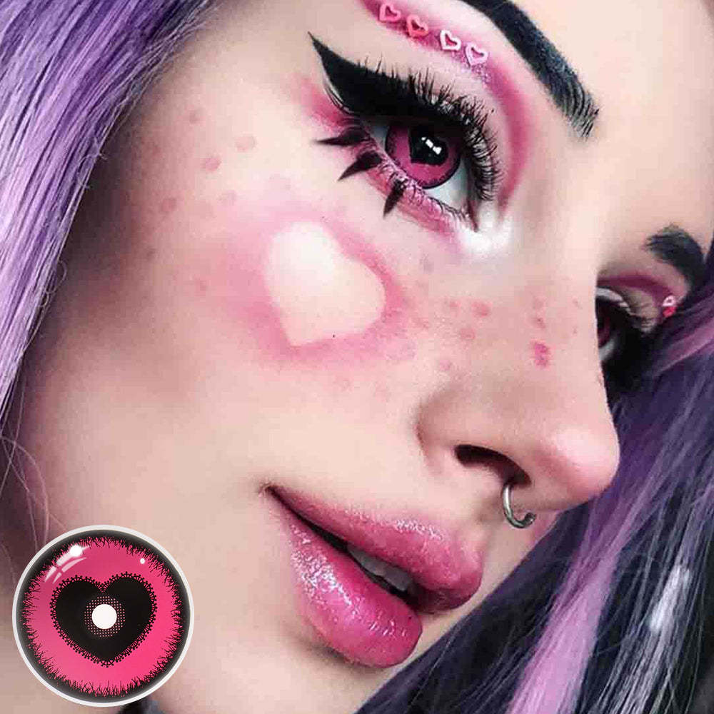 Halloween Starry Sky Anime Yandere Pink Coloured Contact Lenses