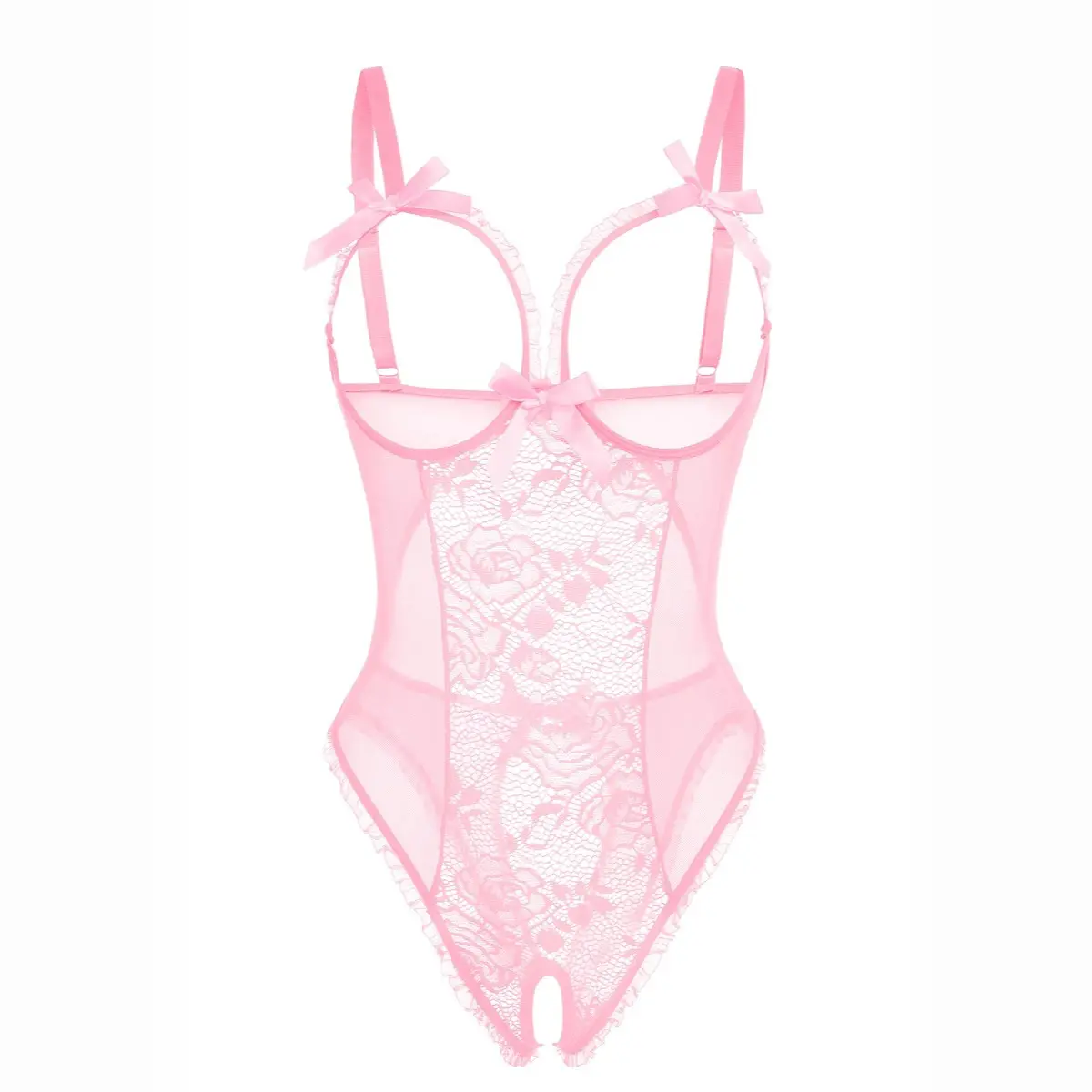 Women's Backless Lace Babydoll – Floral, Cutout Bra, Adjustable Straps