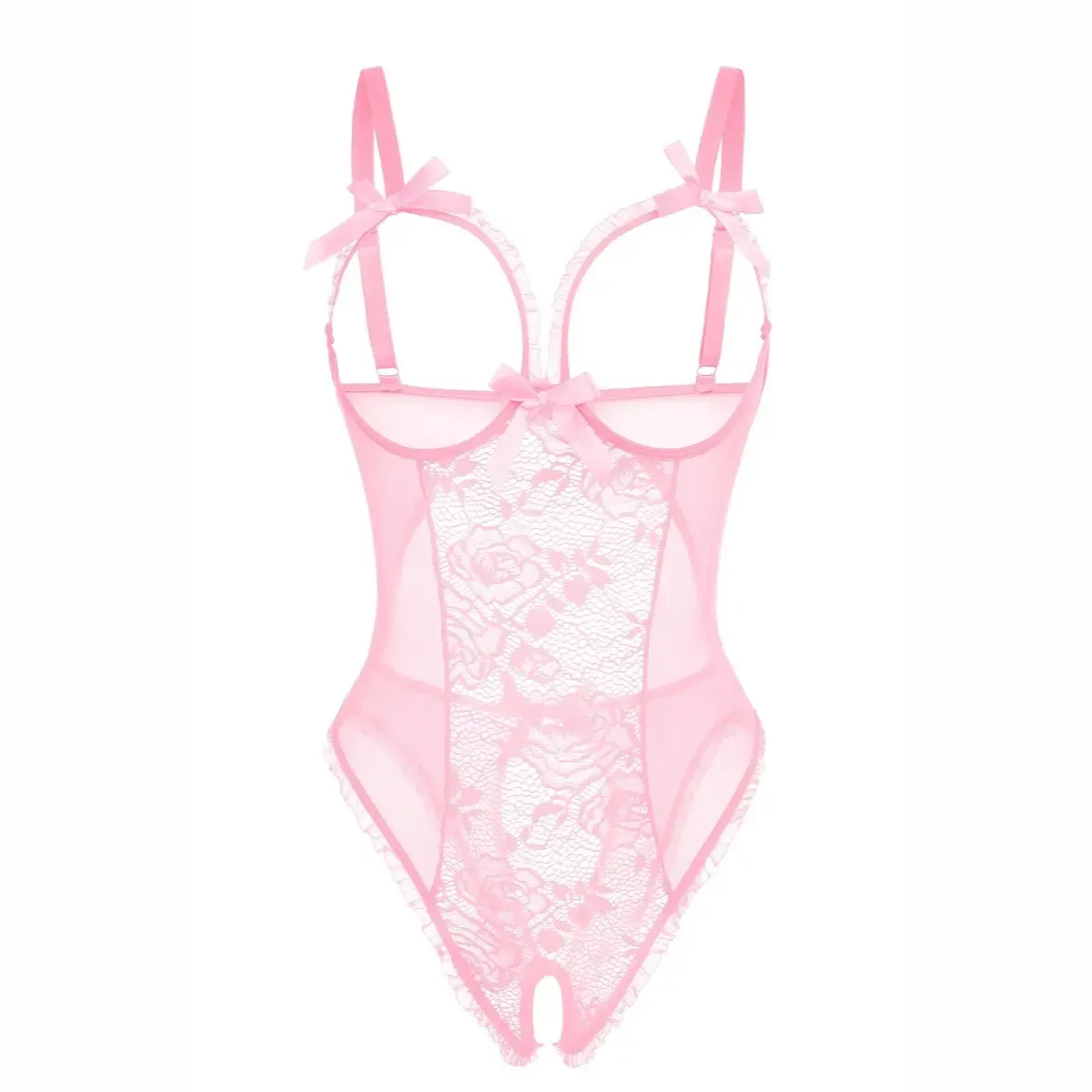 Women's Backless Lace Babydoll – Floral, Cutout Bra, Adjustable Straps