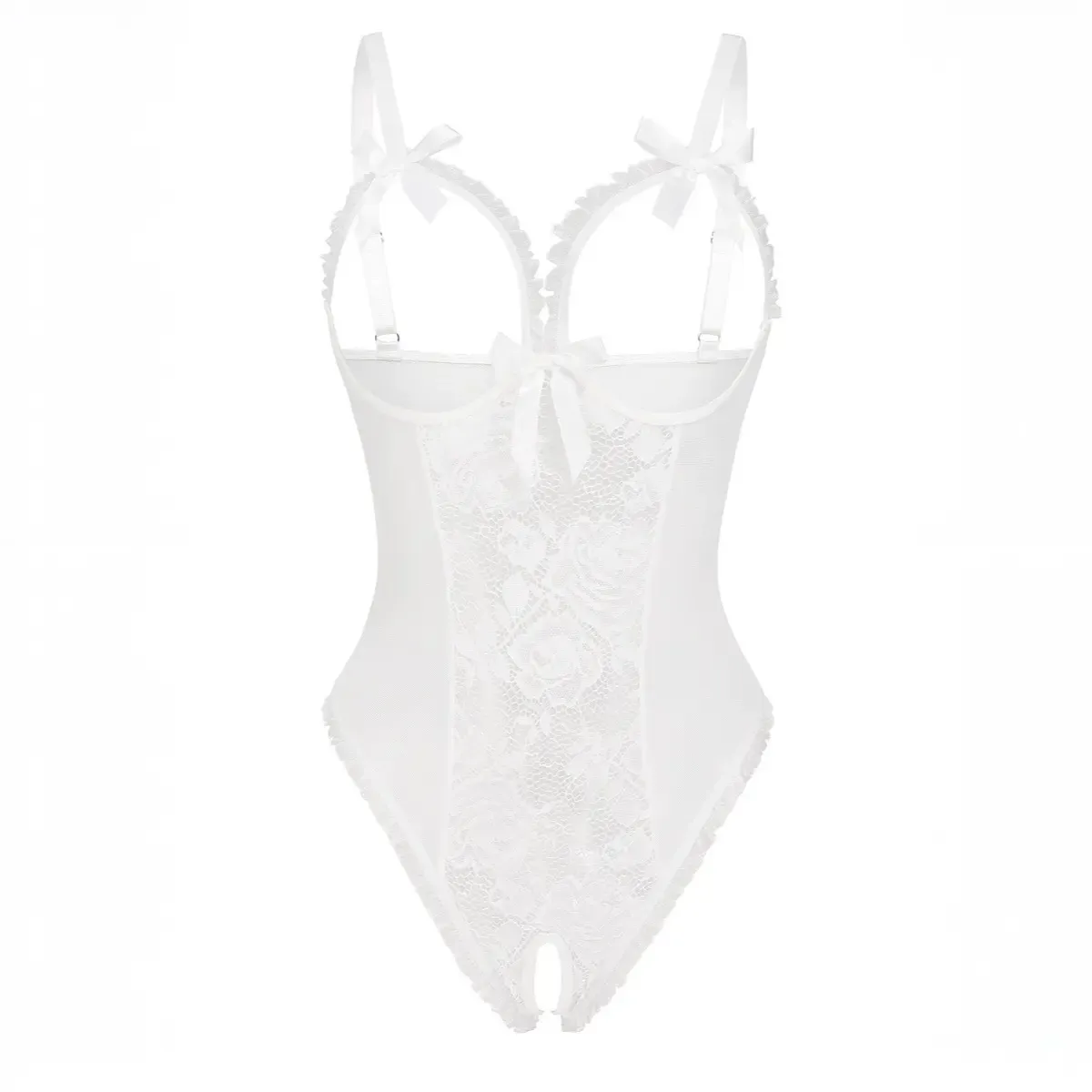 Women's Backless Lace Babydoll – Floral, Cutout Bra, Adjustable Straps