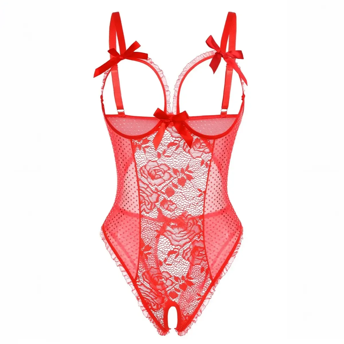 Women's Backless Lace Babydoll – Floral, Cutout Bra, Adjustable Straps