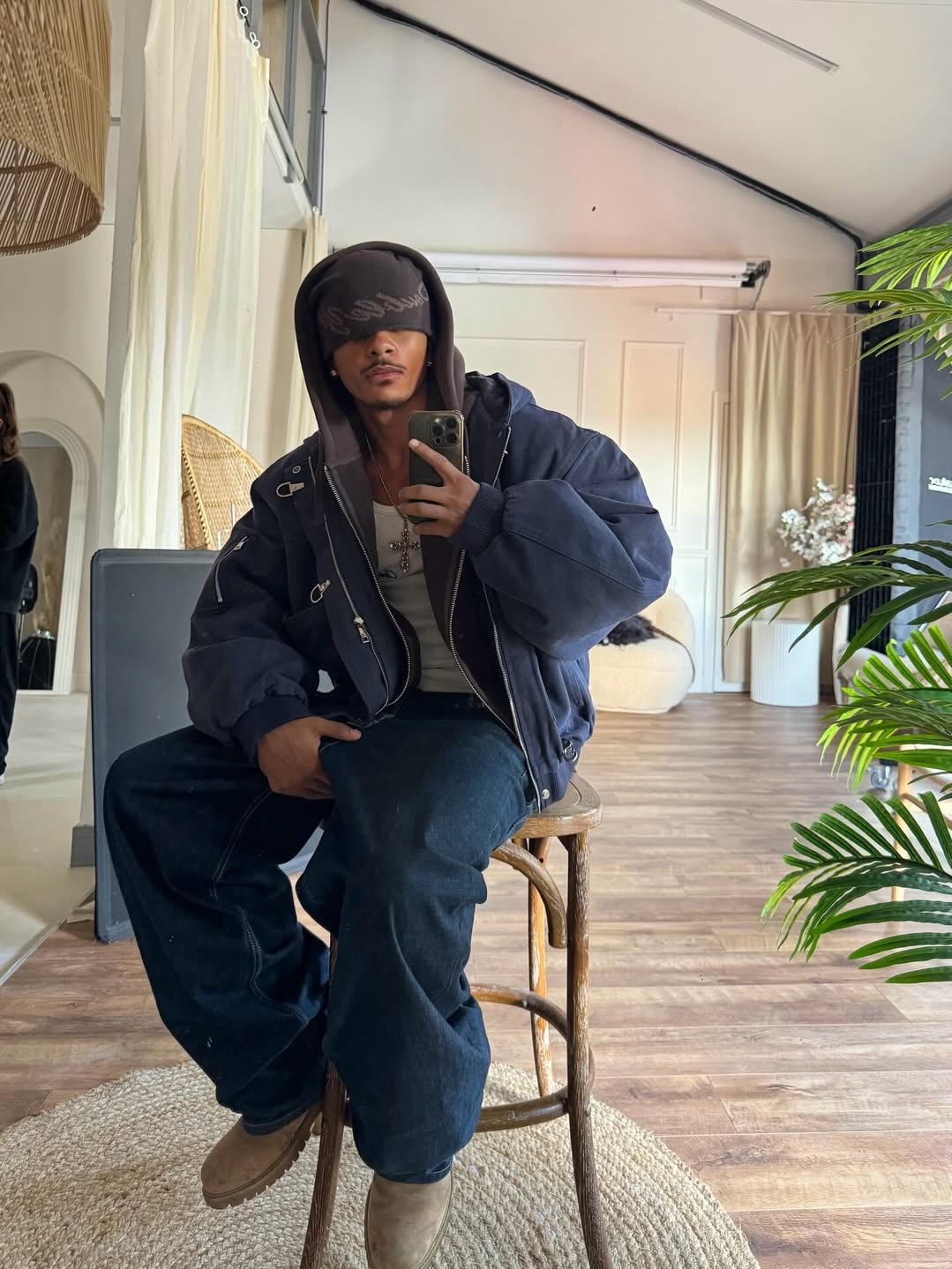 15OZ CANVAS CLASP BOMBER JACKET | INDIGO