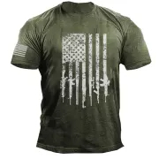 American Flag Gun Print Men's Cotton T-Shirt