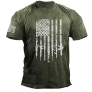 American Flag Gun Print Men's Cotton T-Shirt