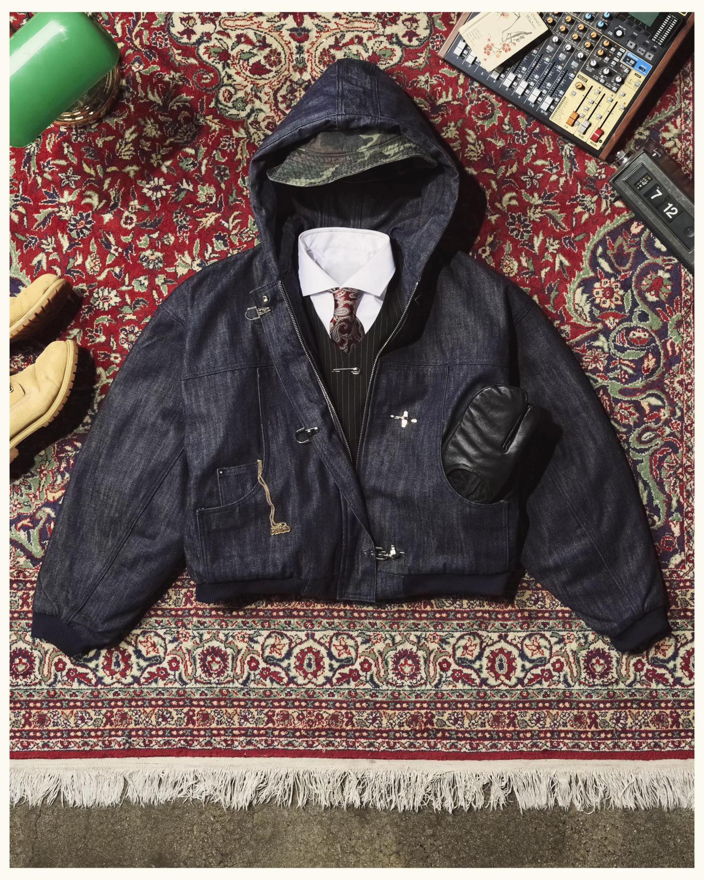 15OZ CANVAS CLASP BOMBER JACKET | RAW DENIM