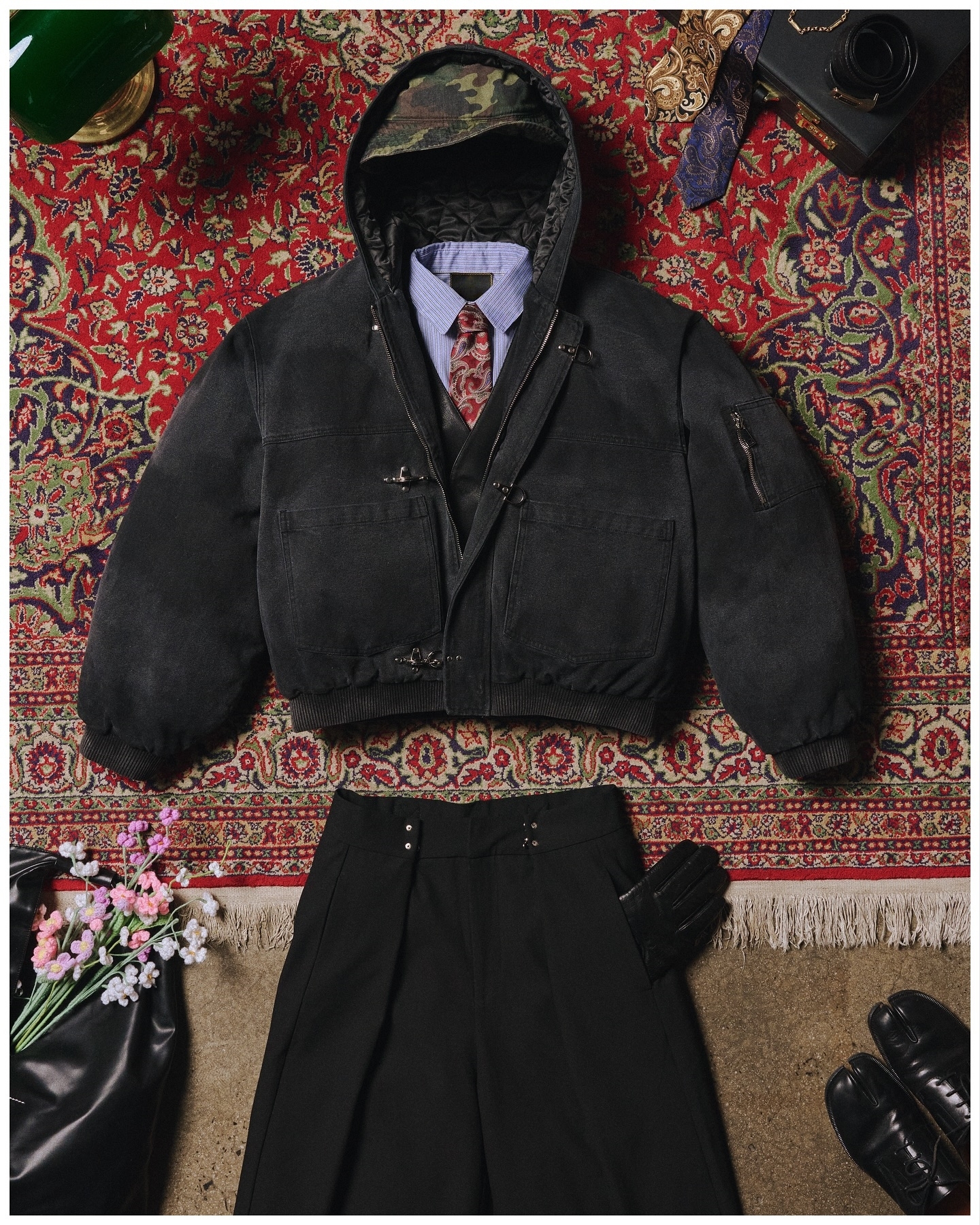 15OZ CANVAS CLASP BOMBER JACKET | WASHED BLACK