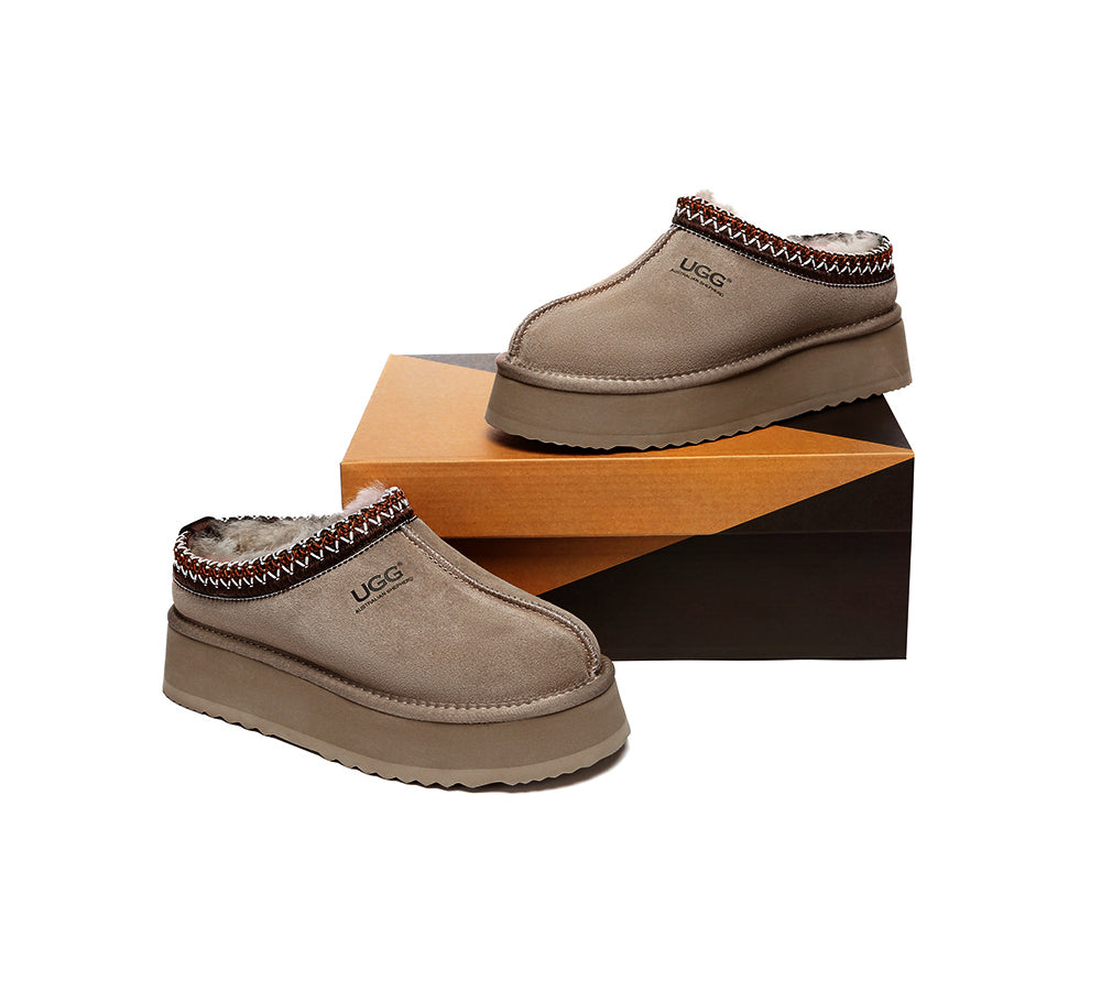 🔥AUSTRALIAN SHEPHERD® UGG Slippers Sheepskin Wool Ankle Platform Tazzy Ventus