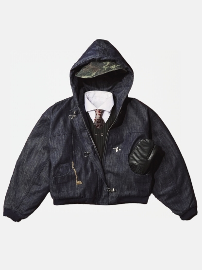 15OZ CANVAS CLASP BOMBER JACKET | RAW DENIM