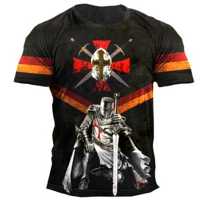 Men's Knights Templar German Flag Colorblock Print T-Shirt