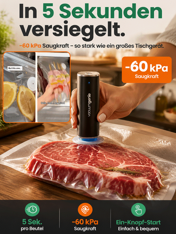 FreshPocket Hand‑Vakuumierer | Hält Lebensmittel 5‑fach länger frisch