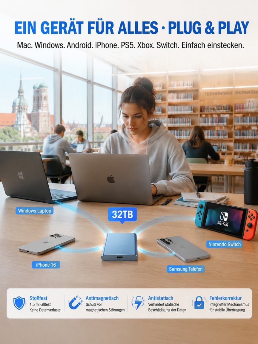 32 TB Externe Hochleistungs‑SSD für PC & Konsole
