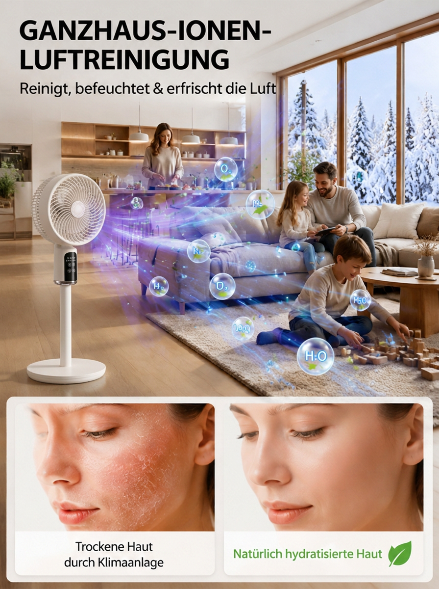 Super Kühlventilator mit Luftzirkulation – 1 Minute auf 20°C, extrem stromsparend, antibakteriell | Jahresrabatt nur heute!