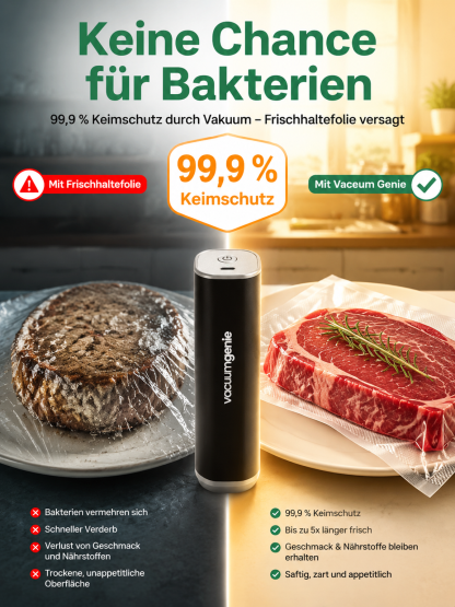 FreshPocket Hand‑Vakuumierer | Hält Lebensmittel 5‑fach länger frisch