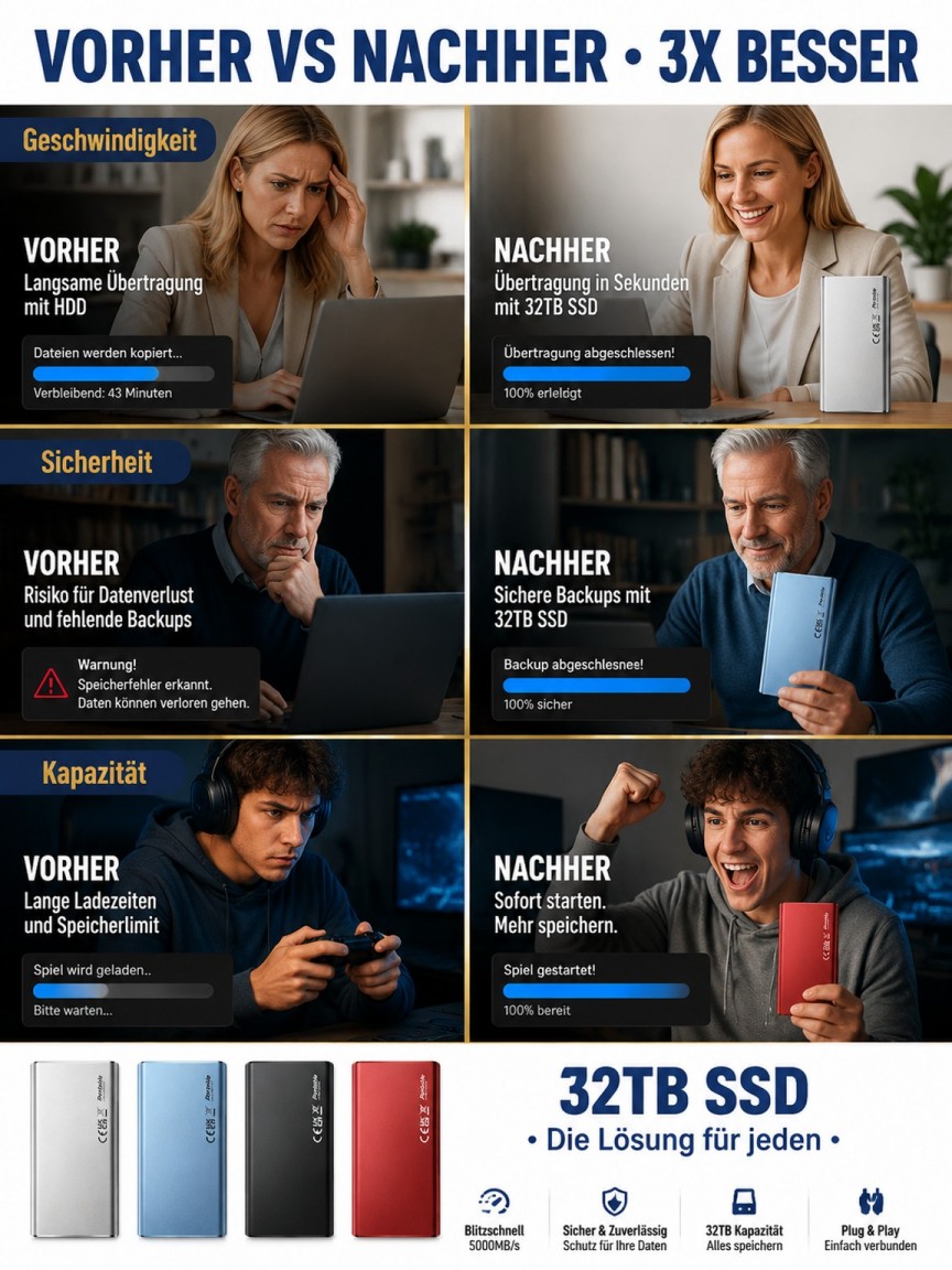 32 TB Externe Hochleistungs‑SSD für PC & Konsole