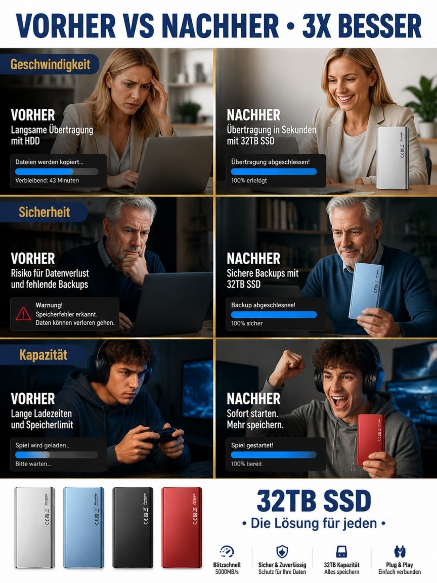 32 TB Externe Hochleistungs‑SSD für PC & Konsole