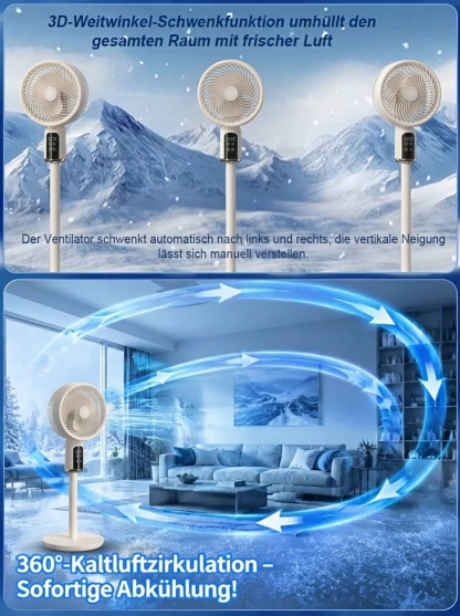 Super Kühlventilator mit Luftzirkulation – 1 Minute auf 20°C, extrem stromsparend, antibakteriell | Jahresrabatt nur heute!