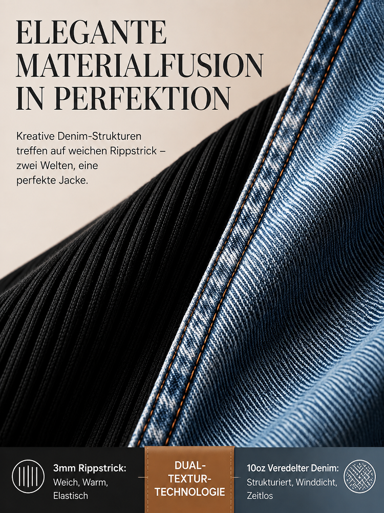Jeans‑Splice Strickjacke im Fake‑Zwei‑Teile‑Look | Baumwoll‑Strickjacke für Damen