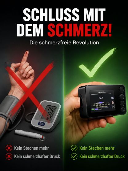 Nicht-invasives Blutzuckermessgerät für Diabetiker – keine Blutentnahme, kein Fingerstich!