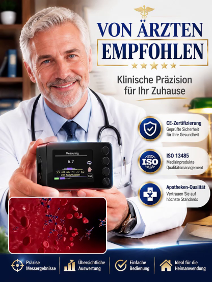 Nicht-invasives Blutzuckermessgerät für Diabetiker – keine Blutentnahme, kein Fingerstich!