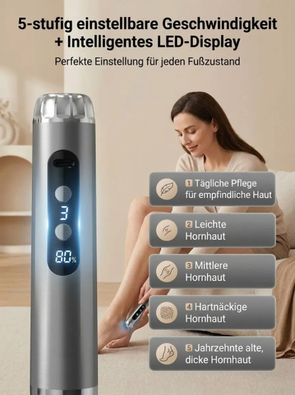 【5-Gang-Geschwindigkeitsregelung】Vollautomatischer elektrischer Hornhautentferner