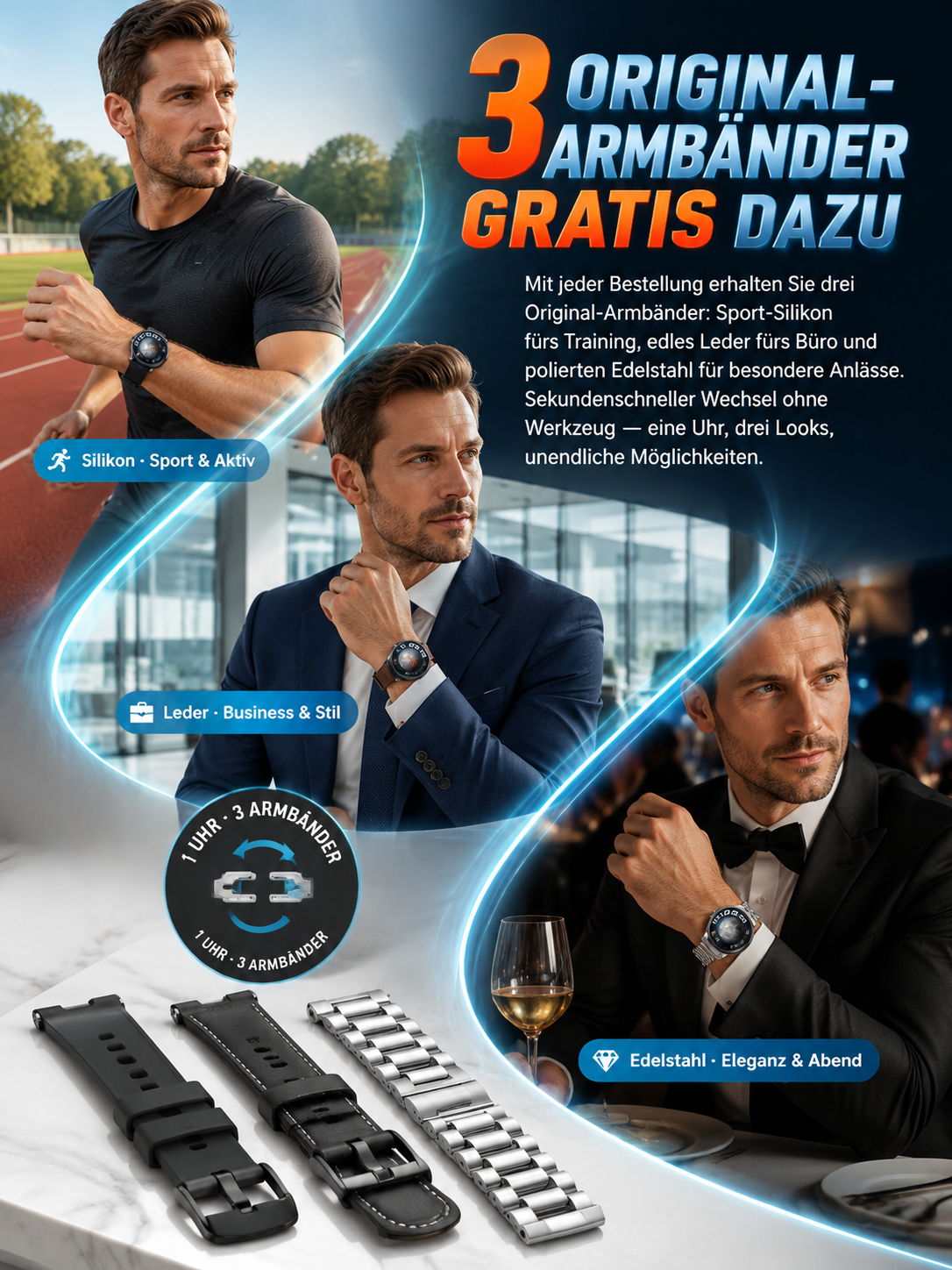 Hightech Smartwatch | 8 Gesundheitswerte 24/7, 13 Sportmodi, IP7 200m Wasserdicht | Nur 1 Stunde zum Jahresniedrigpreis!