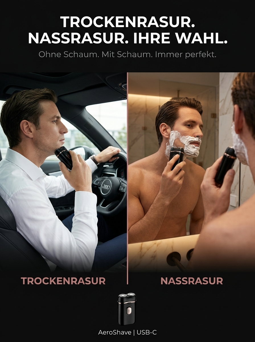 AeroShave™ | Der Ultimative Auto- & Reise-Rasierer (USB-C)