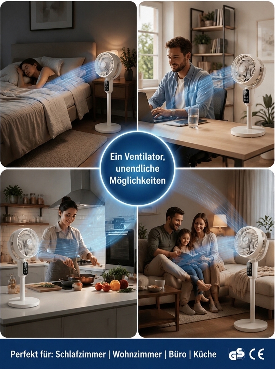 Super Kühlventilator mit Luftzirkulation – 1 Minute auf 20°C, extrem stromsparend, antibakteriell | Jahresrabatt nur heute!
