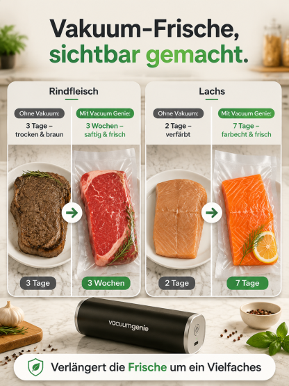 FreshPocket Hand‑Vakuumierer | Hält Lebensmittel 5‑fach länger frisch