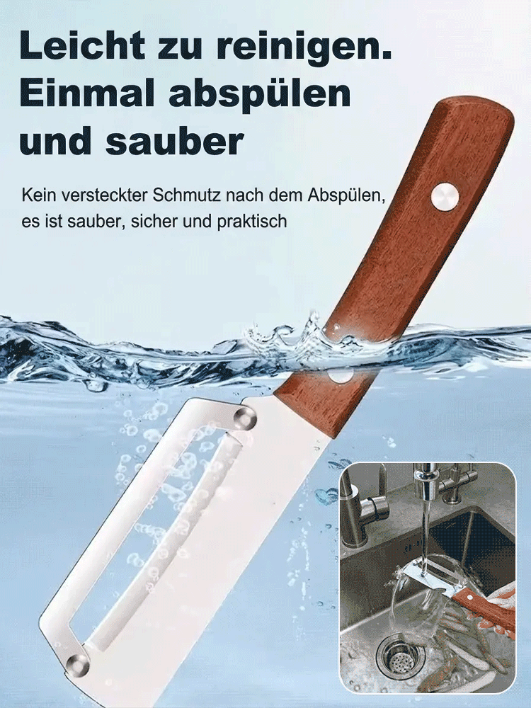 Schluss mit scharfen Messern! Der Massivholz‑Sparschäler schneidet Gemüse butterweich – sicher für Anfänger & Profis