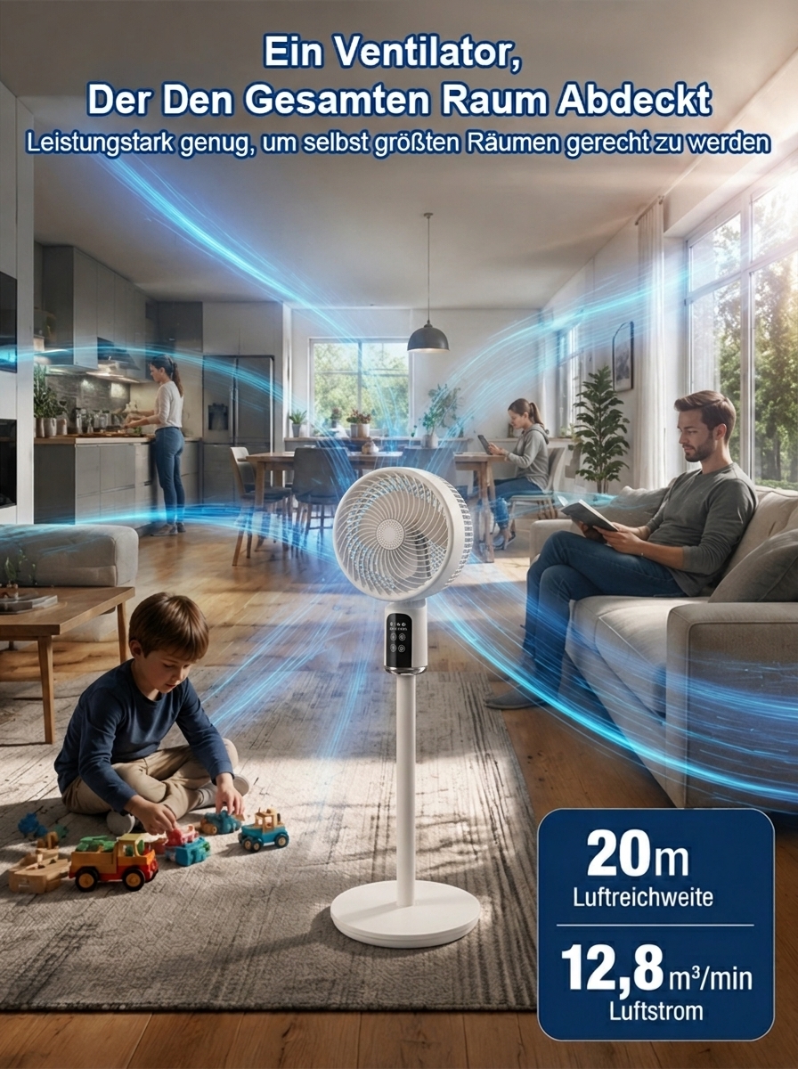 Super Kühlventilator mit Luftzirkulation – 1 Minute auf 20°C, extrem stromsparend, antibakteriell | Jahresrabatt nur heute!