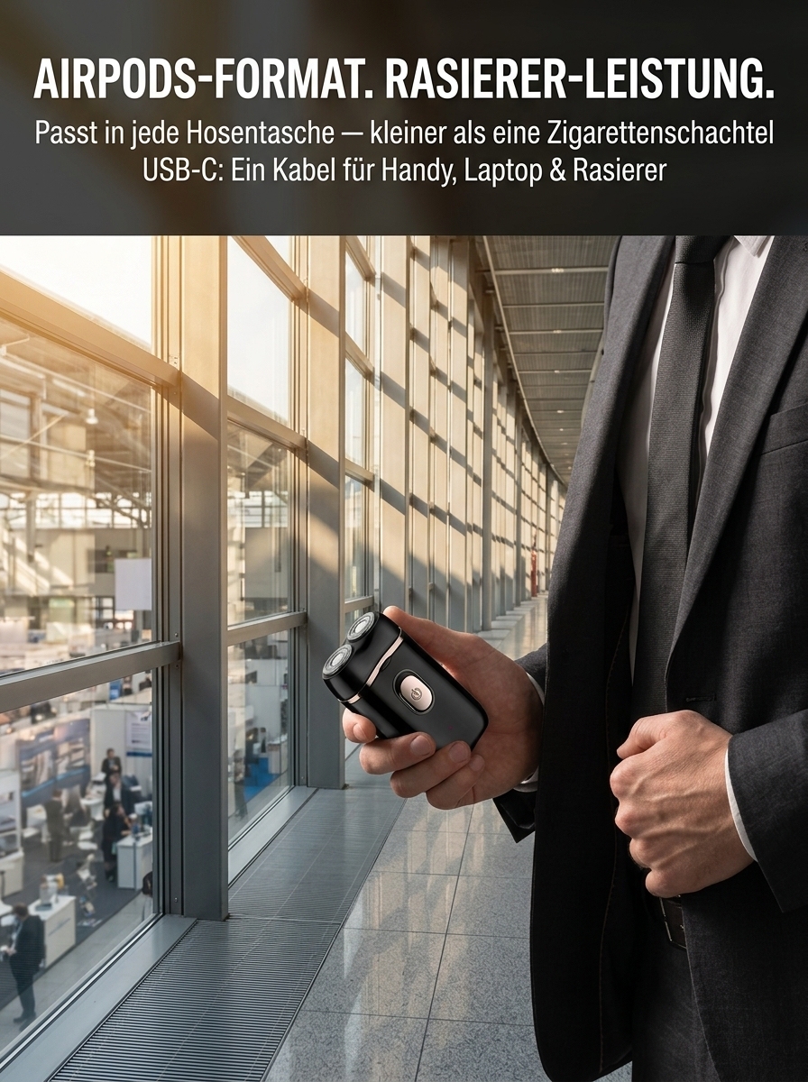 AeroShave™ | Der Ultimative Auto- & Reise-Rasierer (USB-C)