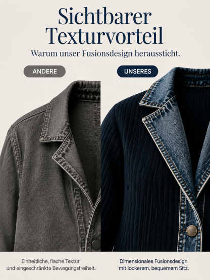 Jeans‑Splice Strickjacke im Fake‑Zwei‑Teile‑Look | Baumwoll‑Strickjacke für Damen