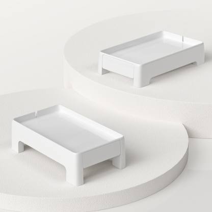 Adjustable height booster cat feeder stand