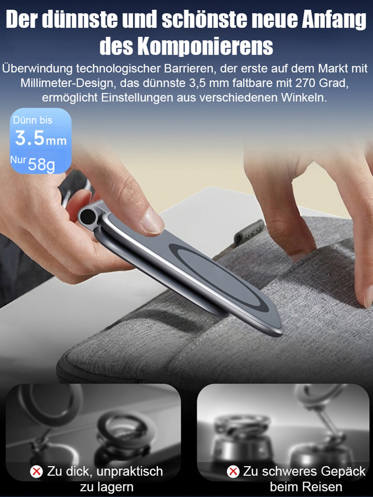 ✅Extrem dünn mit Mehrwinkel-Einstellung, Doppel-Magnetkern mit 1900gf Haftkraft