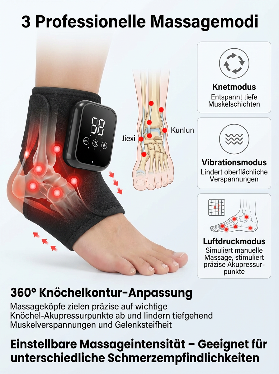 ✨Elektrischer Heiz-Knöchelmassagegerät, verschiedene Massagemodi, lindert Fußschmerzen und Steifheit