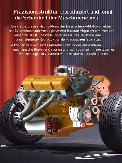 ✨Zusammenbaubare V8-Motor, 1:1 Nachbildung, Nachahmung der klassischen V8-Struktur