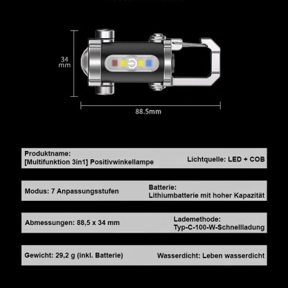 🚨【Multifunktional】SOS-Notfalllampe💡 Hohe/niedrige Helligkeit/Blinkfunktion, erfüllt verschiedene Anforderungen