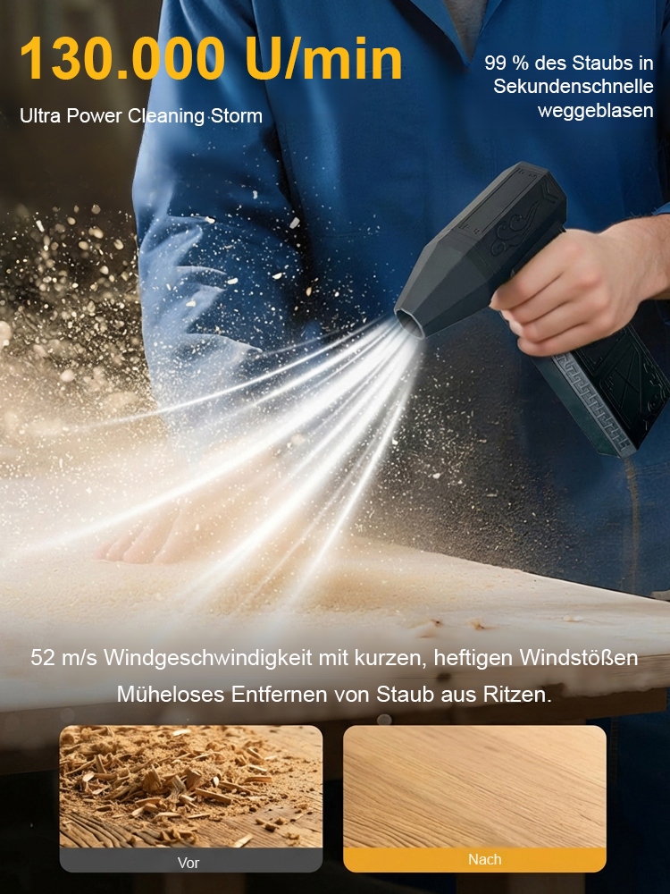 Handgehaltenes bürstenloses 130.000 U/min Turbo-Gebläse mit Saug- und Blasfunktion