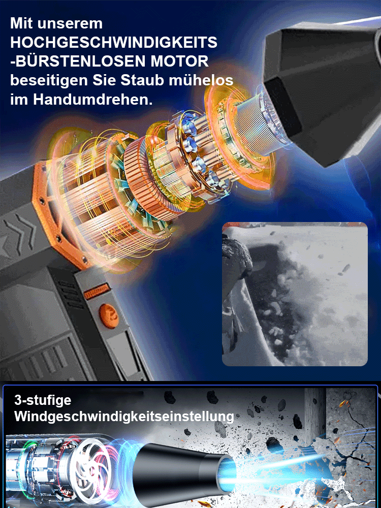 Handgehaltenes bürstenloses 130.000 U/min Turbo-Gebläse mit Saug- und Blasfunktion