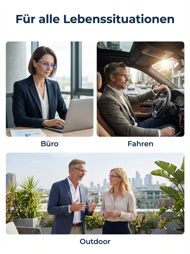 Charité & TÜV zertifiziert: Smarte Titan-Gleitsichtbrille mit 0,1s Autofokus