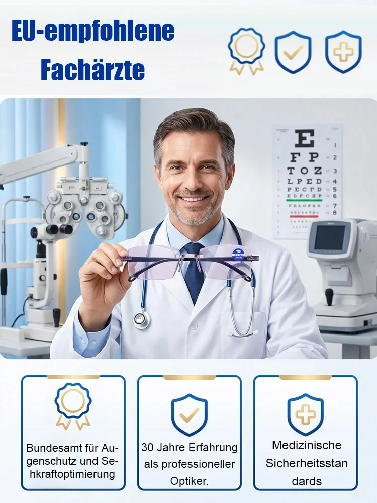 Charité & TÜV zertifiziert: Smarte Titan-Gleitsichtbrille mit 0,1s Autofokus
