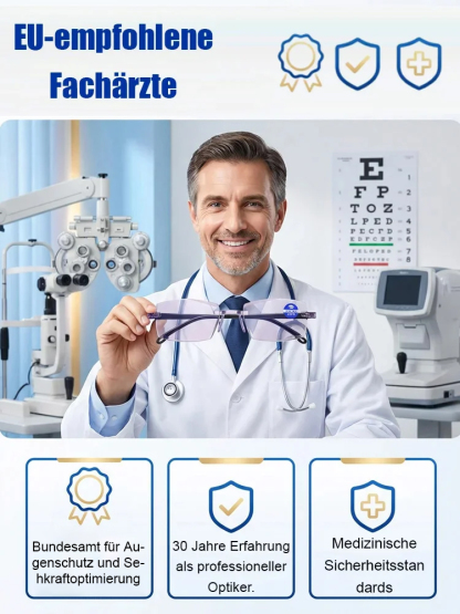 Charité & TÜV zertifiziert: Smarte Titan-Gleitsichtbrille mit 0,1s Autofokus