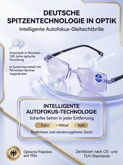 Charité & TÜV zertifiziert: Smarte Titan-Gleitsichtbrille mit 0,1s Autofokus