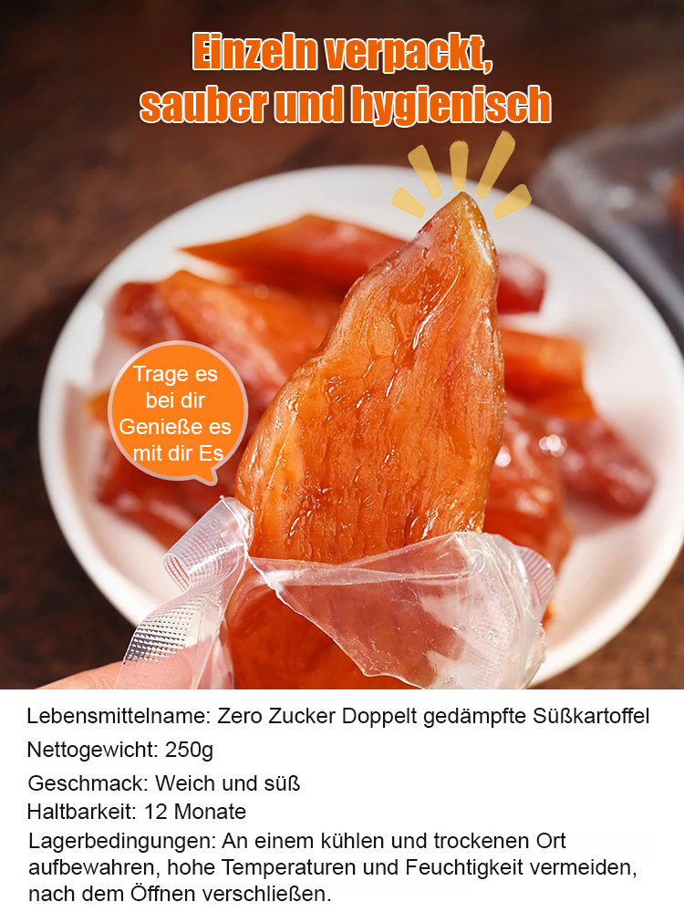 【Frisch gedämpft und gebacken】Zuckerfreie gedämpfte Süßkartoffelstreifen