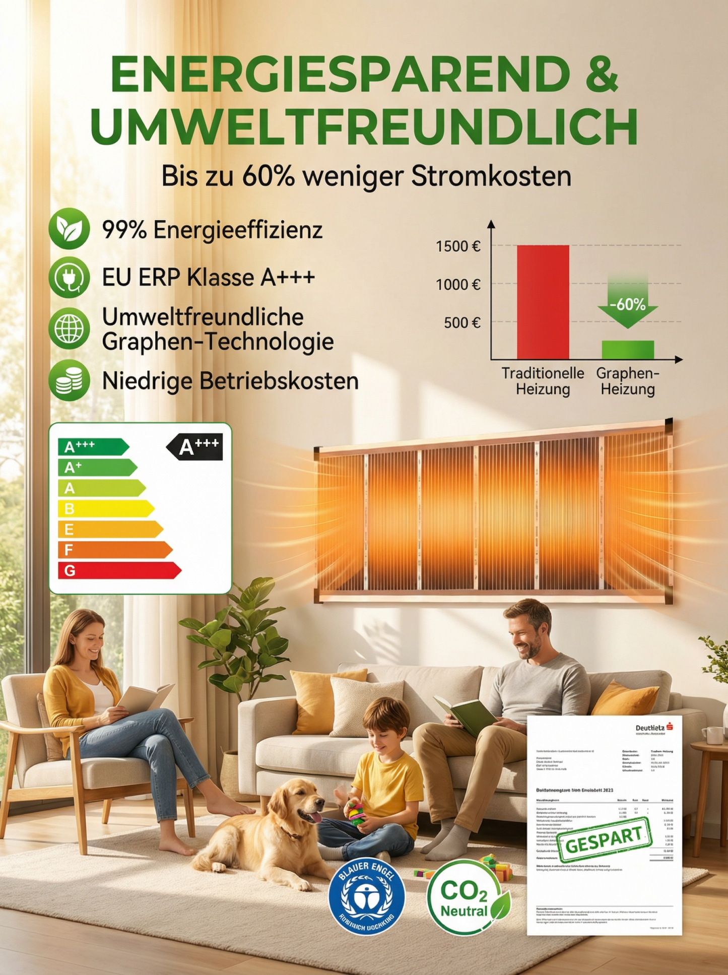 【5 Sekunden Schnellheizung】Deutsche Hightech-Graphen-Wandheizung