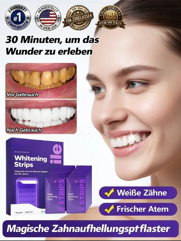 【Zahnaufhellung für zu Hause】Sofortige Aufhellungsstreifen